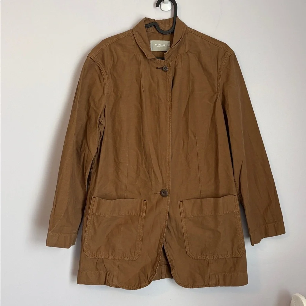 Everlane Fatigue Blazer size S Oversized Walnut Brown Organic Cotton Linen